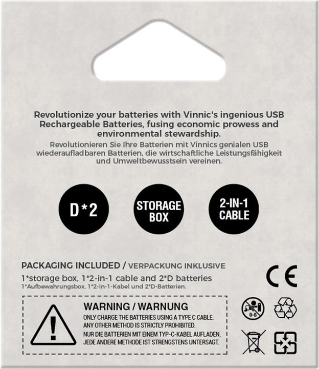 Actual product image Vinnic USB Rech. Batterie (C, 3000 mAh)