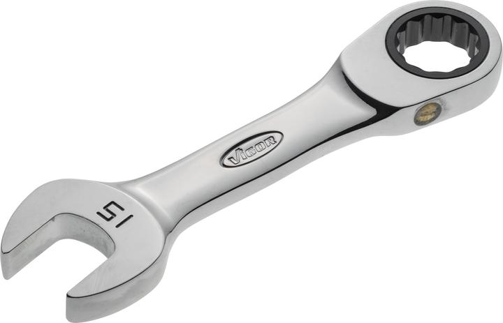 Actual product image Vigor Ratchet ring spanner ∙ short ∙ V2829 ∙ External hexagon profile, external double hexagon profile (15 mm)