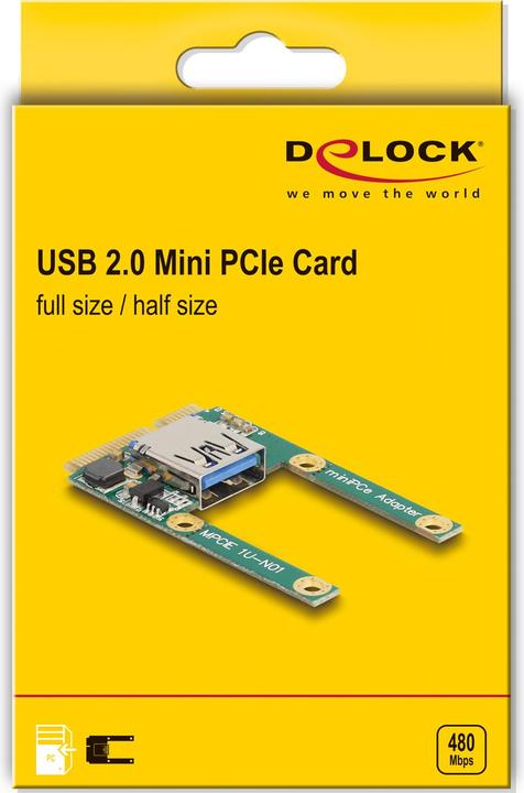 Produktbild Delock Mini PCIe I/O 1 x USB 2.0 Typ-A Buchse full size / ha