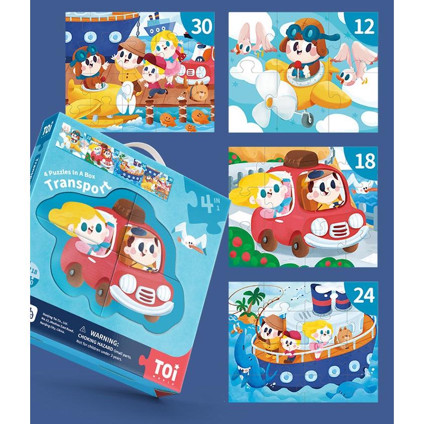 Thumbnail - Toi World PuzzleStories 4 in 1 12/18/24/2430 pcs. Giga tracks 3+ Years The Vehicles TP394 (2430 Teile)
