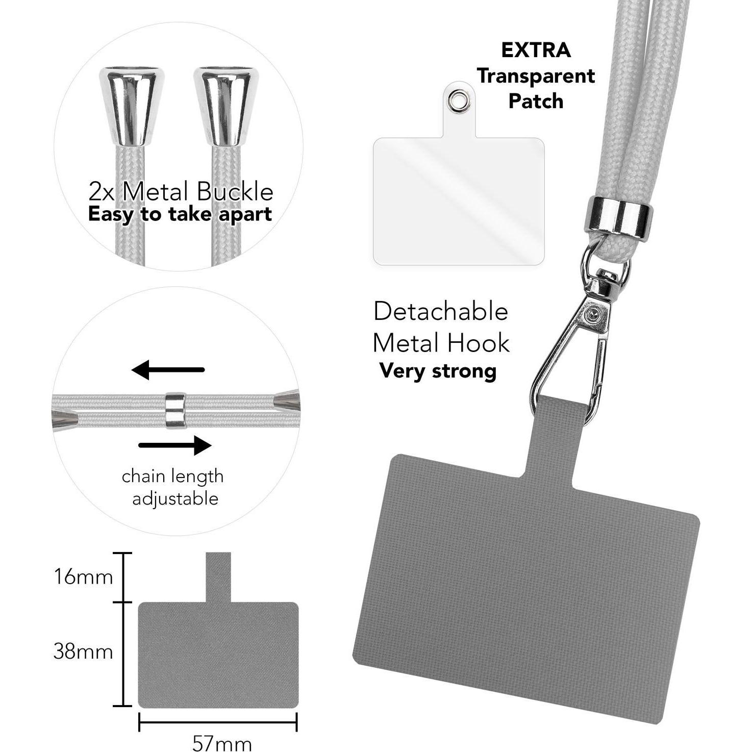 Thumbnail - Nalia Universal Handykette zum Umhängen mit Pad, Handykette, Grau