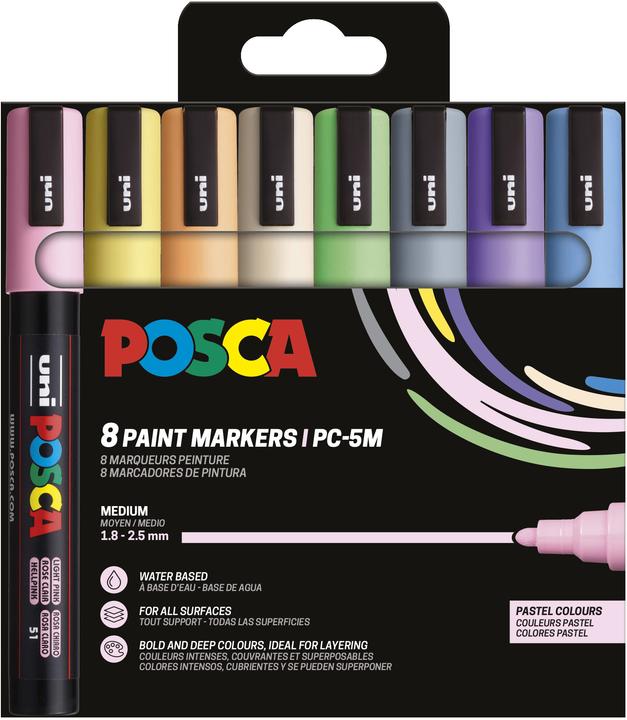 Posca Uni PC-5M (Toni pastello, 2.50 mm, 8 x)