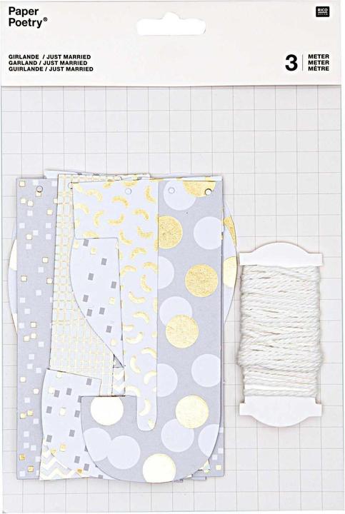 Image du produit Rico Design Girlande Just Married 3 m, Mehrfarbig