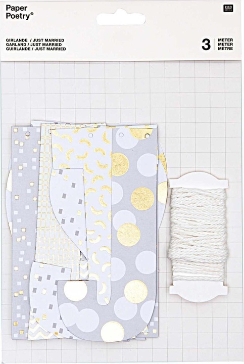 Immagine prodotto Rico Design Ghirlanda Just Married 3 m, Multicolore