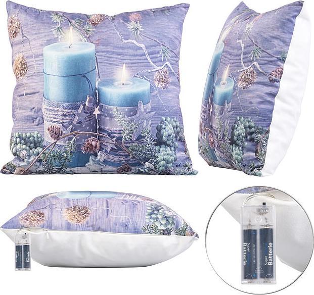 Immagine prodotto Infactory Set di 3 cuscini decorativi natalizi con LED, a batteria, 45 x 45 cm (45 x 45 x 15 cm)