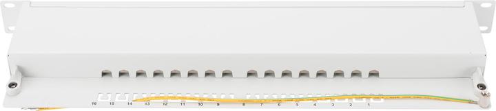 Produktbild Digitus CAT 5e Class D Patch Panel geschirmt 16-Port RJ45 8P8C LSA 1HE Rack Mount Farbe Grau RAL 7035