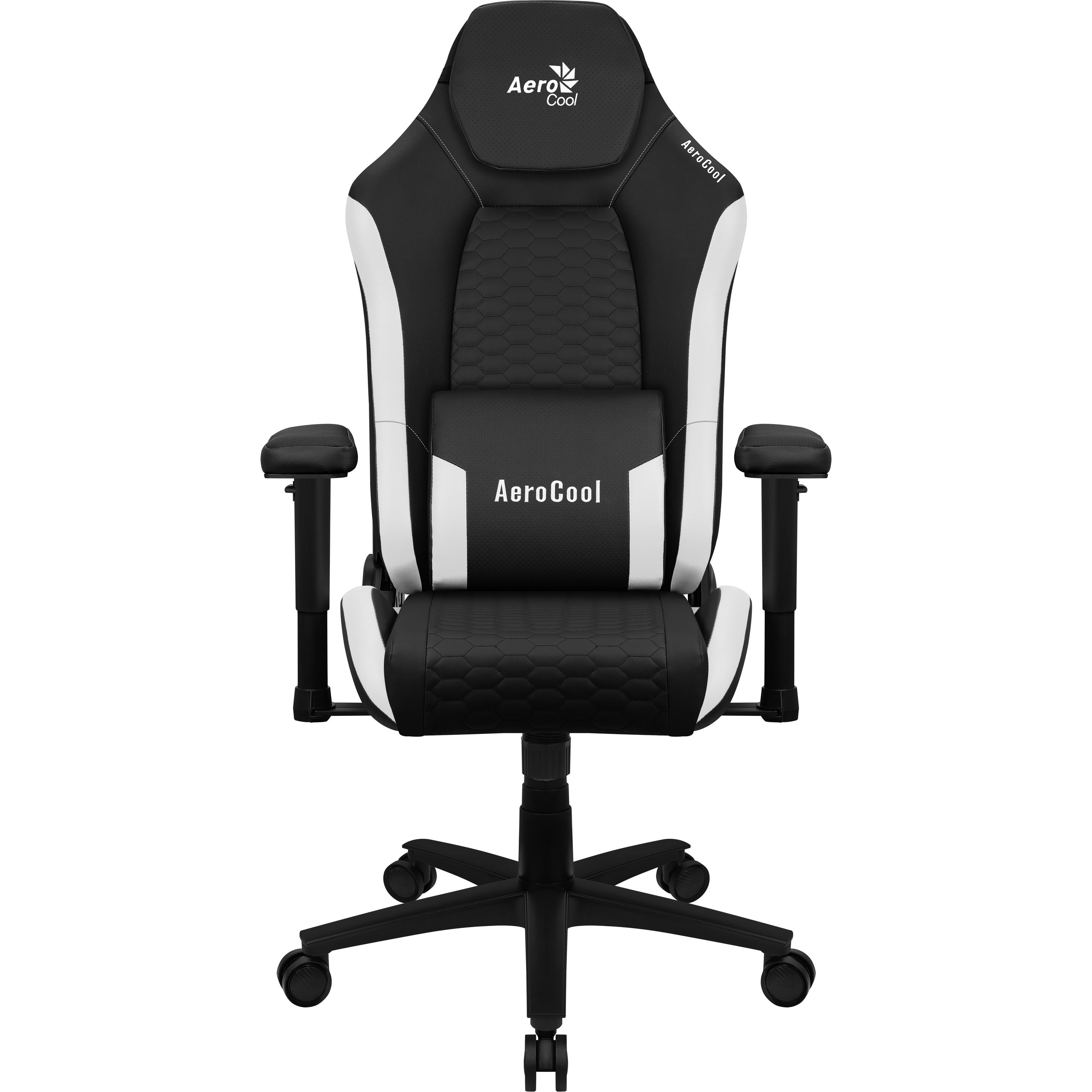 Thumbnail - AeroCool CROWNBW Videospiel-Stuhl Universal-Gamingstuhl Gepolsterter Sitz, Gaming Stuhl, Weiss, Schwarz