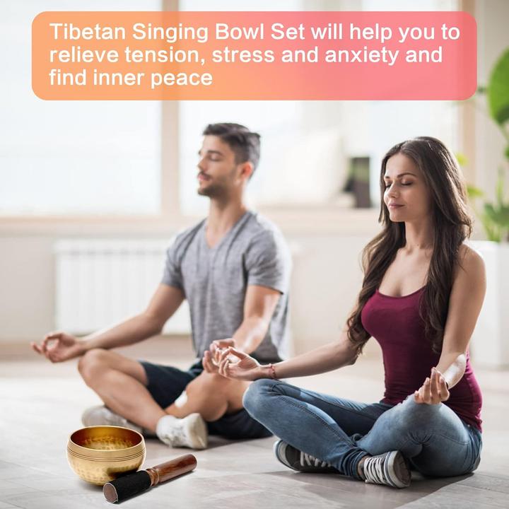 Actual product image Umilki Tibetisches Klangschalen-Set mit Messingglocken (Singing bowl)