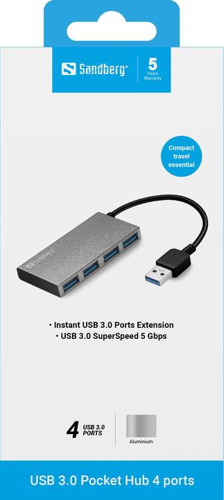 Produktbild Sandberg USB 3.0 Pocket Hub (USB-A, 4 Ports)