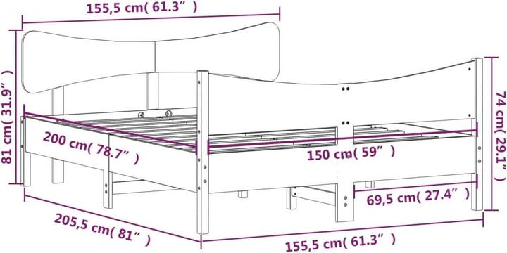 Immagine prodotto vidaXL Bettrahmen (150 x 200 cm)