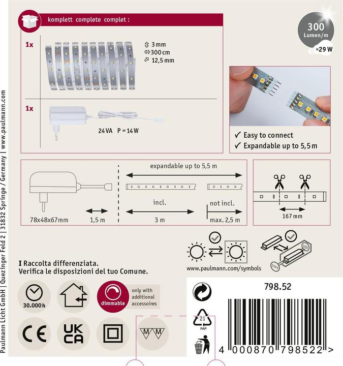 Productafbeelding Paulmann MaxLED 250 (Warm wit, 300 cm, Interieur)