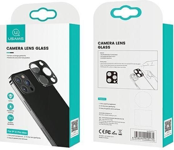 Actual product image Usams Camera Lens Glass iPhone 12 Pro Max metal niebieski/blue BH707JTT04 (US-BH707) (Apple iPhone 12 Pro Max)