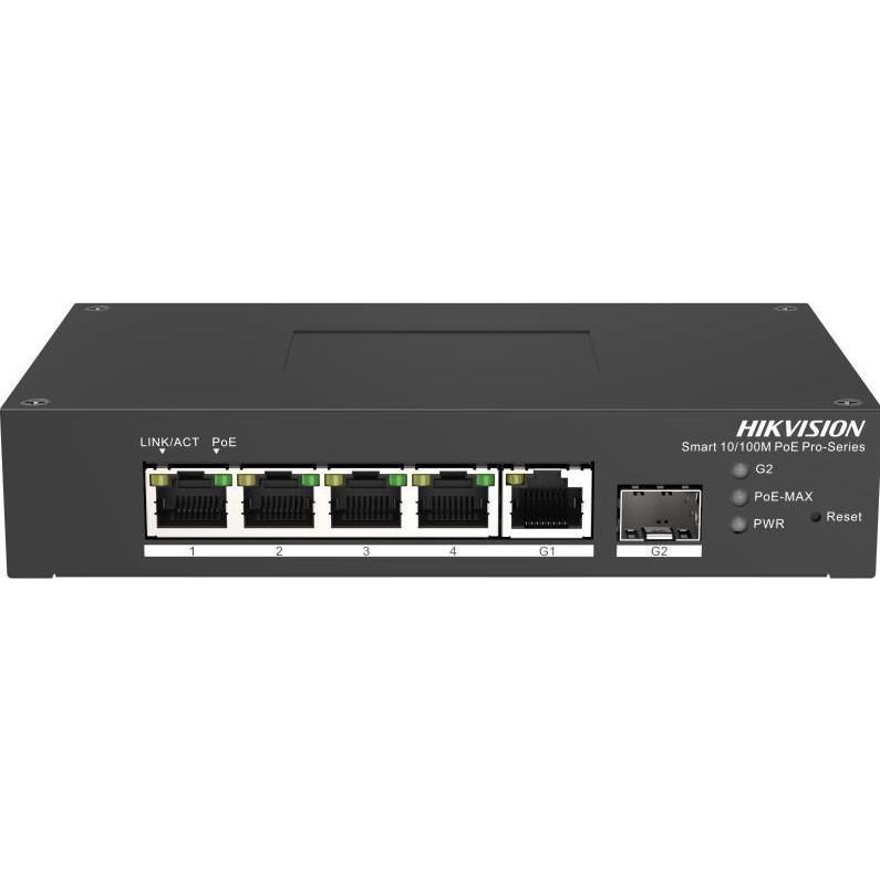 Hikvision DS-3T1306P-SI/HS Switch intelligente gestito DIN-RAIL PoE - Switch - 1 Gbps (5 porte), Switch di rete, Nero