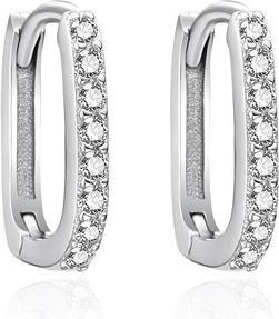 Actual product image Agato - Silver oval earrings with zircons AGT-E144KW