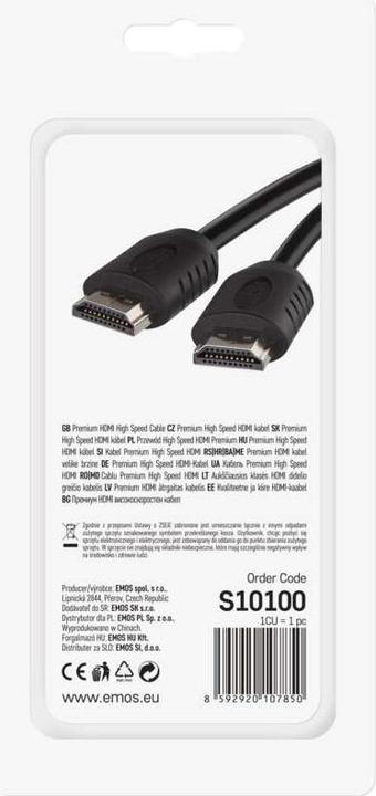 Productafbeelding Emos Hoge snelheid HDMI kabel 2.0 A male - A male 1,5m (1.50 m, HDMI, 2.0)