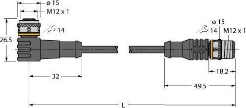 Immagine prodotto Turck Cavo dell'attuatore e del sensore PUR Cavo di collegamento WKC4.4T-7-RSC4 (7 m)