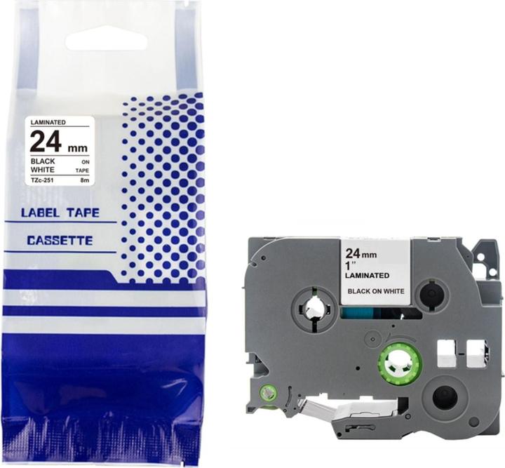Hermex Alternatives Etikettenband zu Brother TZe-251 Beschriftungsband (2.40 cm, Black, White)