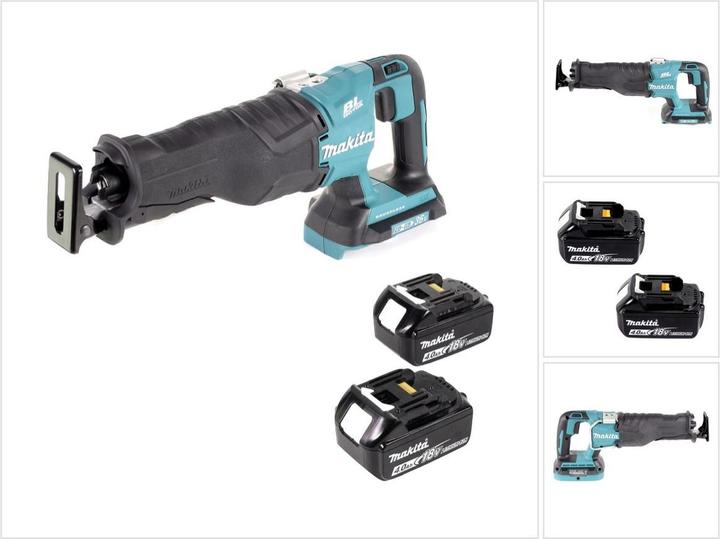 1x Makita DJR 360 Recipro saw, 2x Makita 4.0 Ah battery, 2x saw blades