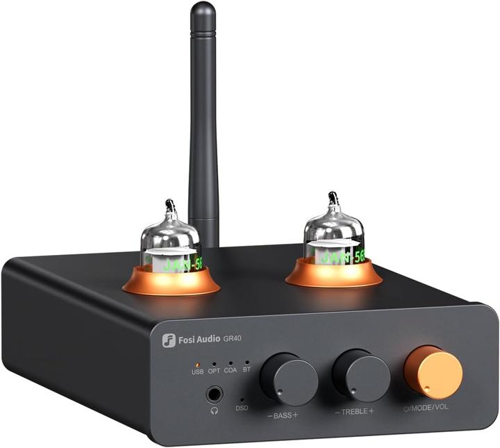 Fosi Audio GR40 Röhren-DAC – Kopfhörer & Preamp – USB/Opt/Koax (USB-DAC, aptX, Bluetooth)