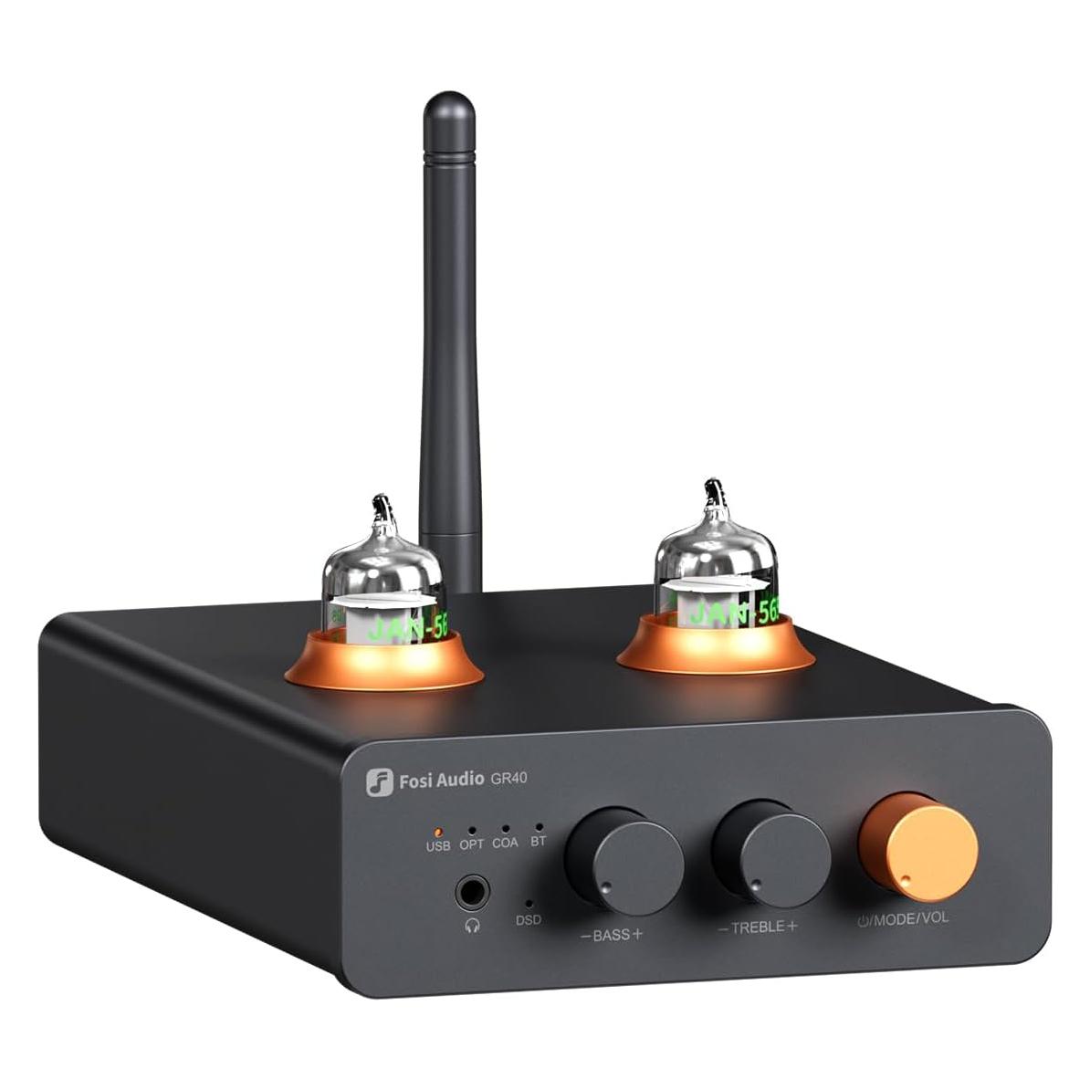 Fosi Audio GR40 Röhren-Dac – Kopfhörer & Preamp – Usb/Opt/Koax (Usb-Dac, AptX, Bluetooth), Kopfhörerverstärker, Schwarz