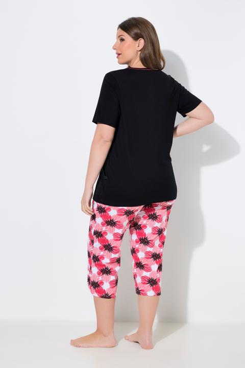 Produktbild Ulla Popken Pyjama, Blüten, Rundhalsausschnitt, Halbarm (60)