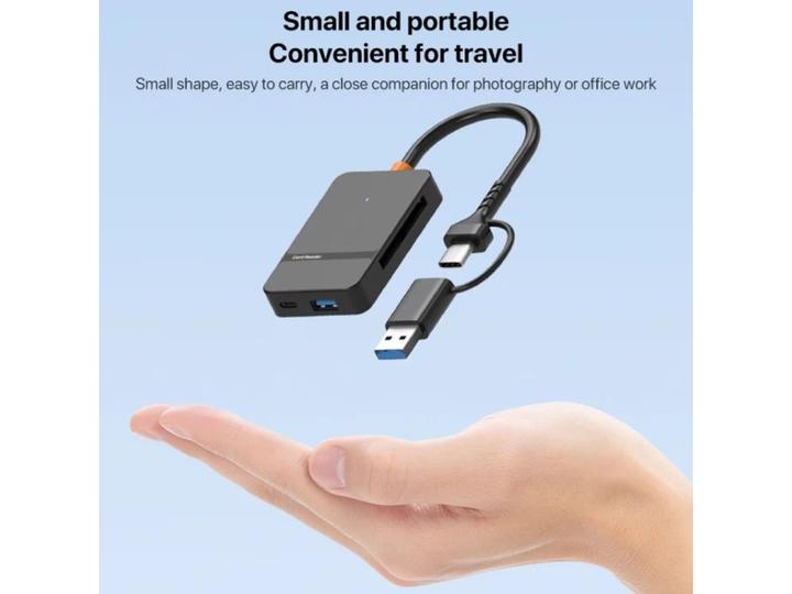 Produktbild PowerGuard 8-in-1 OTG USB-C USB-A to SD, MicroSD, CF, MS Cardreader Photo Adapter (USB-C)