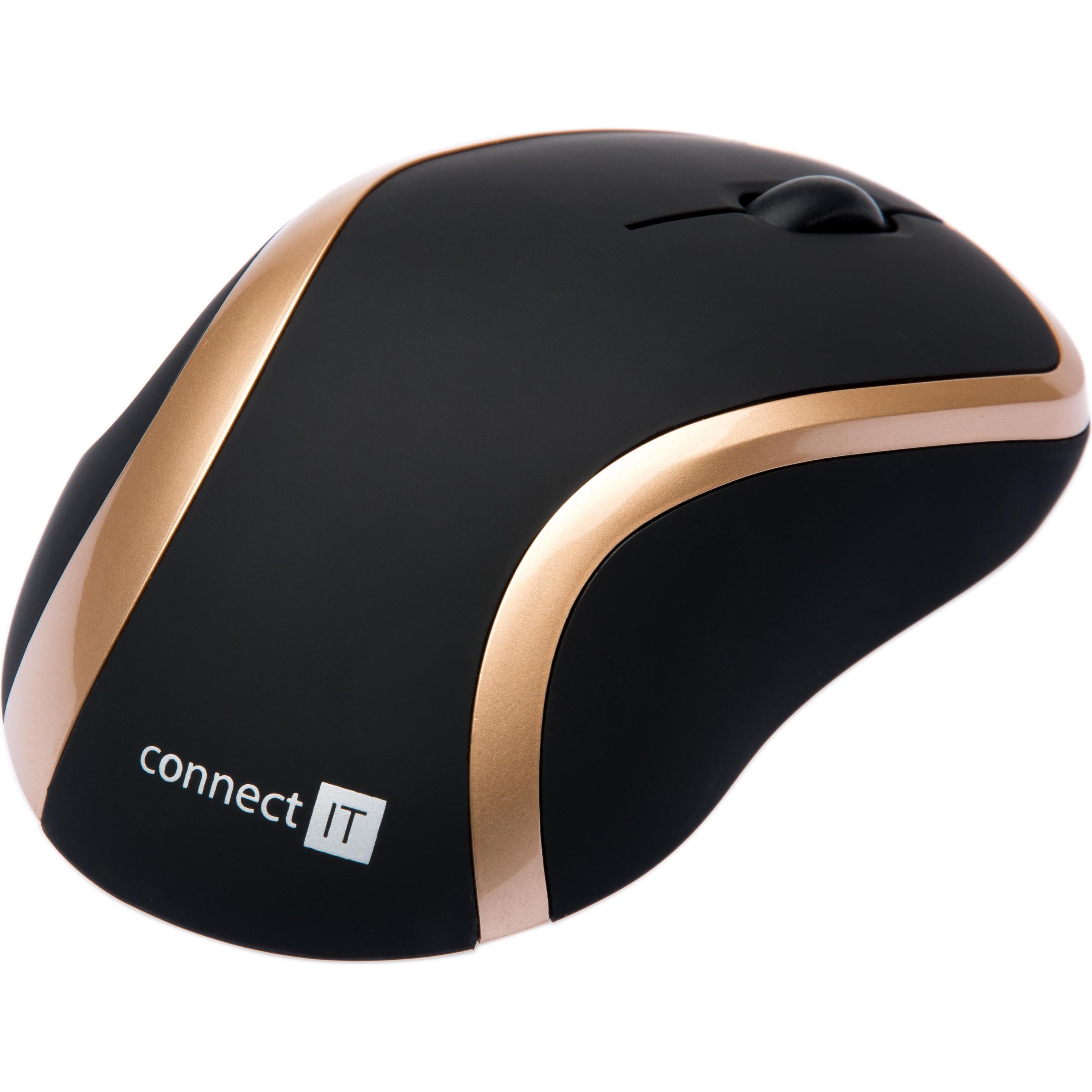 Connect IT CI-260 (Kabellos), Maus, Schwarz, Gold