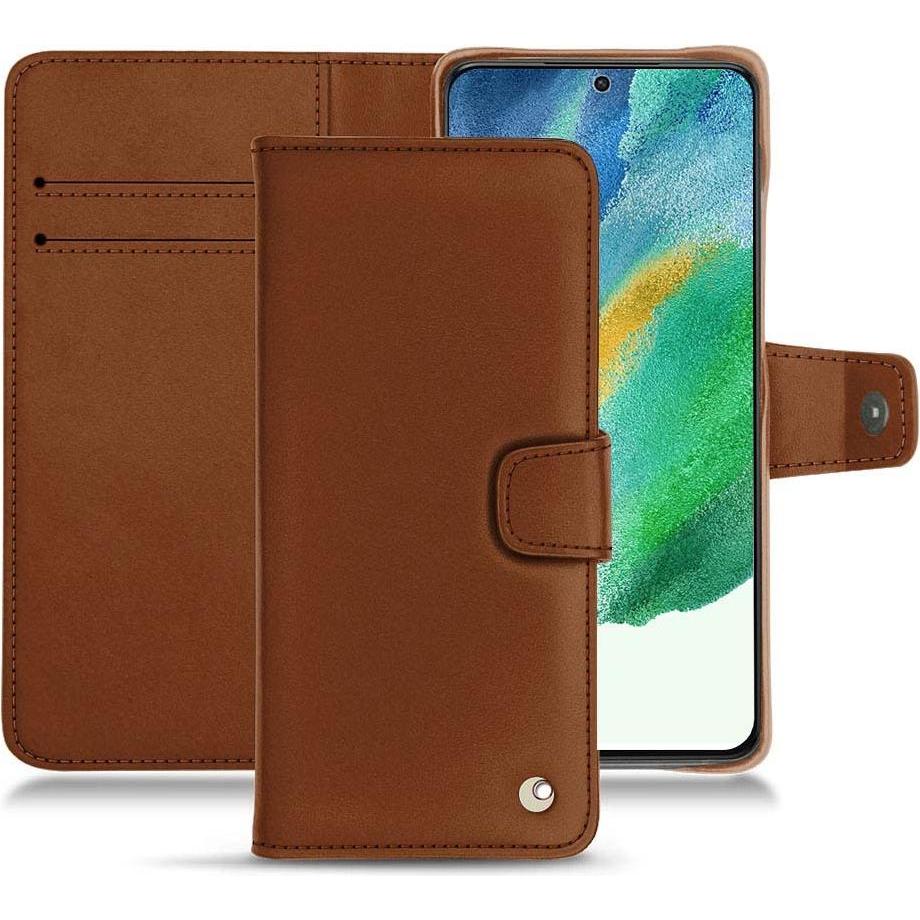 Noreve Lederschutzhülle Wallet (Samsung Galaxy S21 FE), Smartphone Hülle, Braun