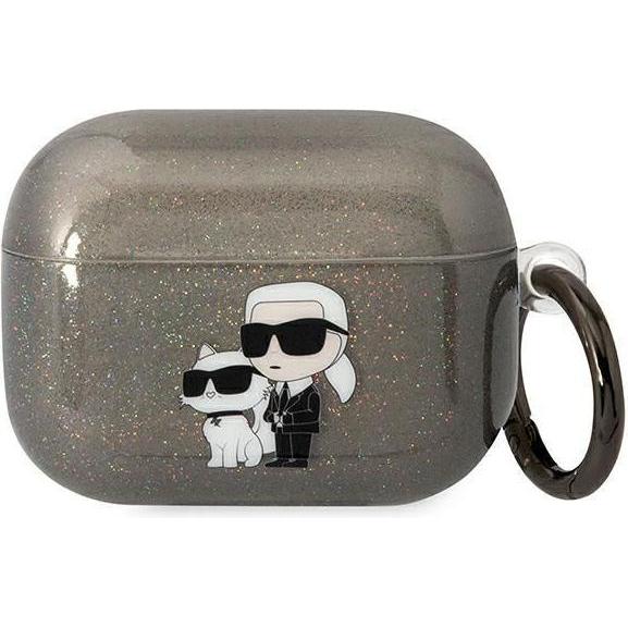 Karl Lagerfeld KLAPHNKCTGK Airpods Pro cover black/black Gliter Karl&Choupette (Kopfhörer Tasche), Kopfhörertasche + Sch...
