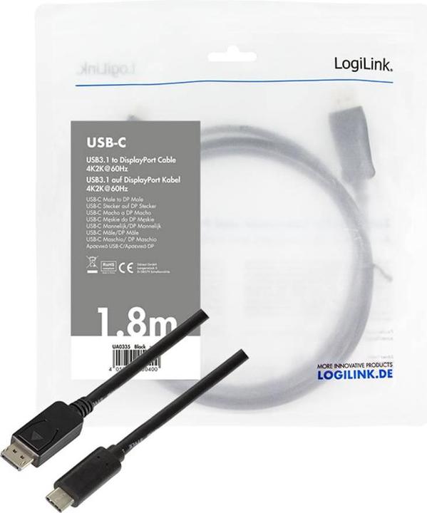 Produktbild LogiLink USB Typ C — DisplayPort (1.80 m)
