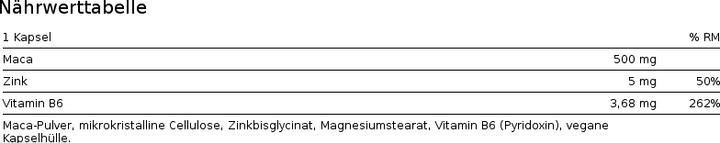 Nutritional values and ingredients Alpine Labs Maca Power Gold (90 Piece, Capsules)