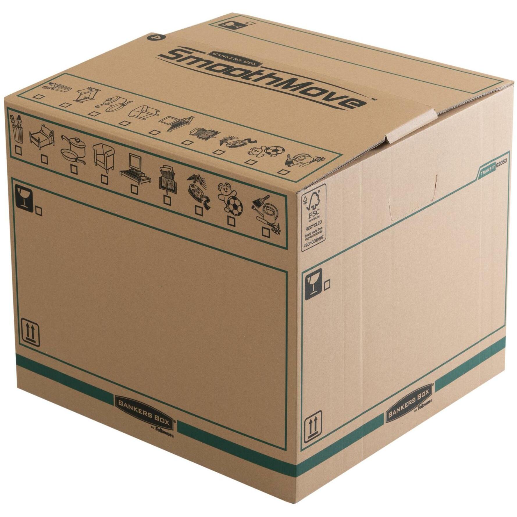 Fellowes, Aufbewahrungsbox, Transit Umzugsbox 5er Set (412 x 480 x 470 mm, 85 l)