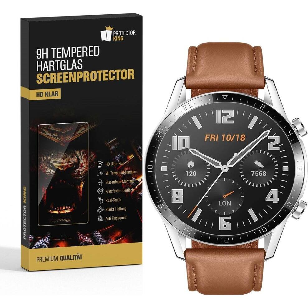 Protectorking 3x echtes Tempered 9H Panzerhartglas 3D KLAR, Smartwatch Schutzfolie