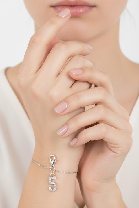 Produktbild Thomas Sabo Charm-Anhänger Zahl 5 mit weissen Steinen Silber (925 Sterlingsilber)