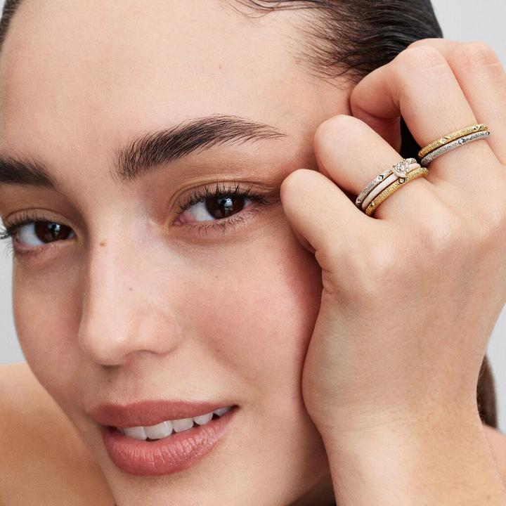 Immagine prodotto Pandora Ring Stackable White Chakra Heart Ring 14k Gold-plated (54, 925 Argento)