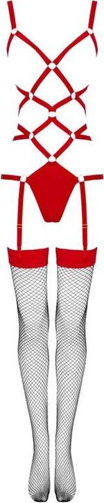 Actual product image LivCo Corsetti Fashion THIARA LC 20213 SET BODY + STOCKINGS RED L/XL (L, XL)