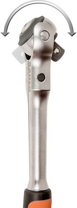 Actual product image Bahco 1/4" reversible ratchet with swivelling head, 72 teeth and 5° reverse swivel angle, 149 mm (1/4")