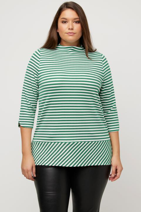 Actual product image Ulla Popken Glitter Stripe Mixed Direction Stretch Knit Top (46, 48)