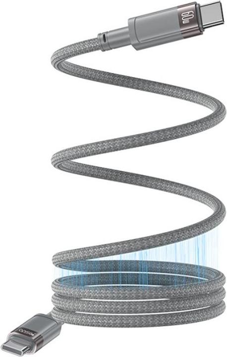 Actual product image Yesido USB-C to USB-C Fast Charging Magnetic Cable PD 60W, 1m - Gray (1 m, 60 W)