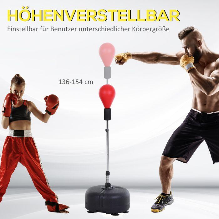 Immagine prodotto Swisshandel24 Punchingball mit Ständer, 136-154 cm höhenverstellbar Boxsack, Standboxball Rot (24 cm)