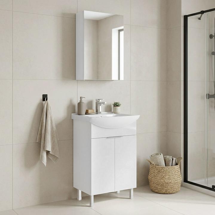 Produktbild Homitis Purus 55 Bathroom Cabinet With Sink & Mirror Set (2 Pieces)