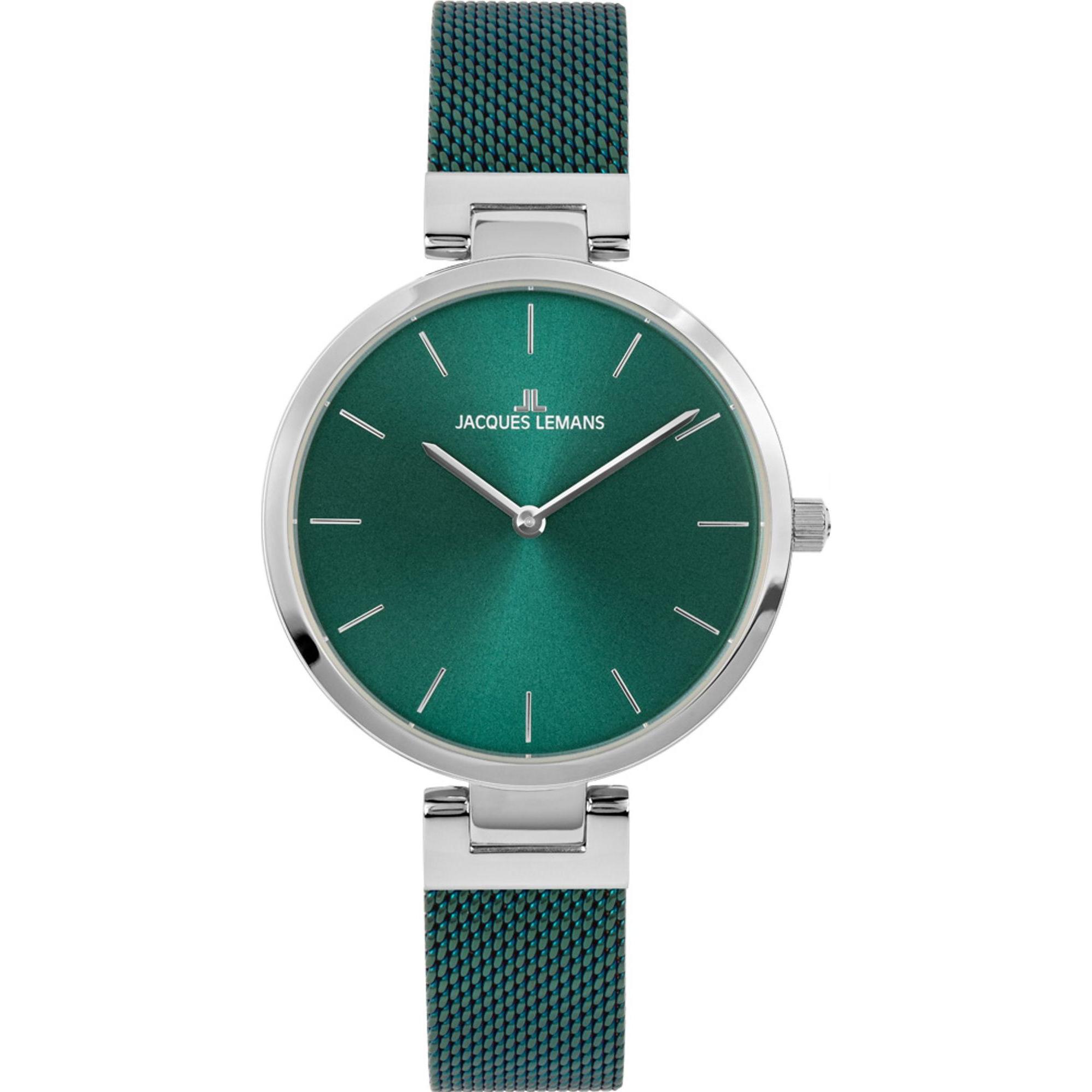 Jacques Lemans, Armbanduhr, Damenuhr Classic, Silber, (Analoguhr, 34 mm)