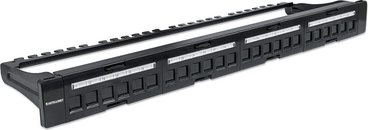 Produktbild Intellinet Patchpanel 24 Port unbestueckt 1 HE nummerierte Ports abnehmbare Kabelmanagementleiste