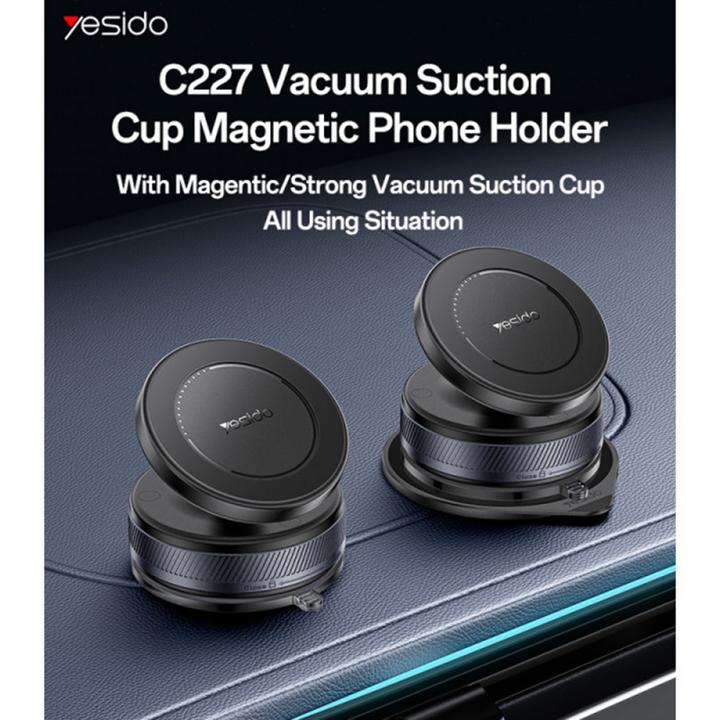 Actual product image Yesido - Car Holder (C227) - Magnetic Vacuum Suction Cup, for Dashboard, 360, 16N, Universal - Black