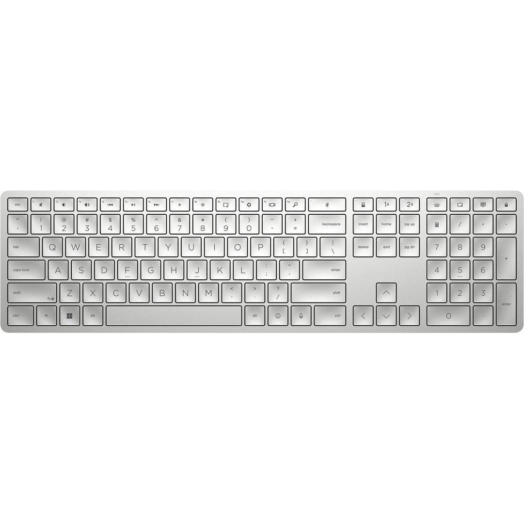 HP - 970 Programmable Wireless Keyboard DK Layout (DE, Kabellos), Tastatur, Silber