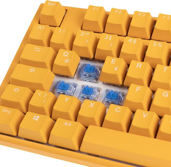 Actual product image Ducky One 3 Yellow TKL gaming keyboard, RGB LED - MX blue (Germany, Cable)