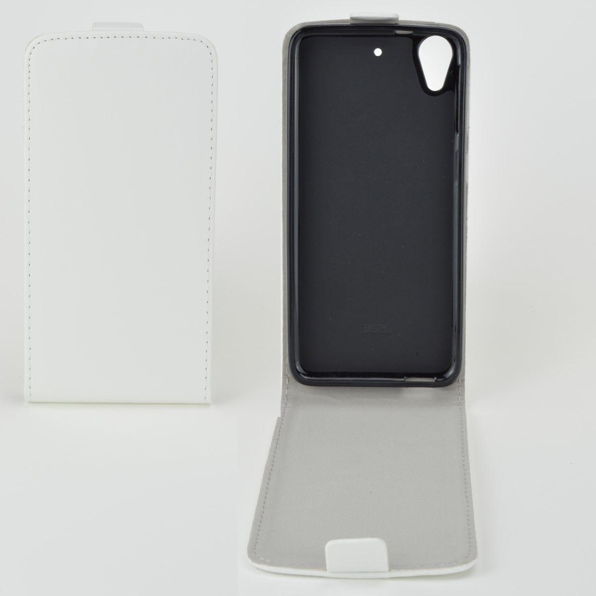 König Design Flip Schutz Handy Hülle HTC Desire 626 Weiss Leder Imitat Slim Flex Schale Neu (HTC Desire 626), Smartphone...