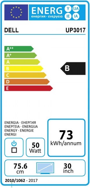 Energie-Label Dell Up3017 (2560 x 1600 Pixel, 30")