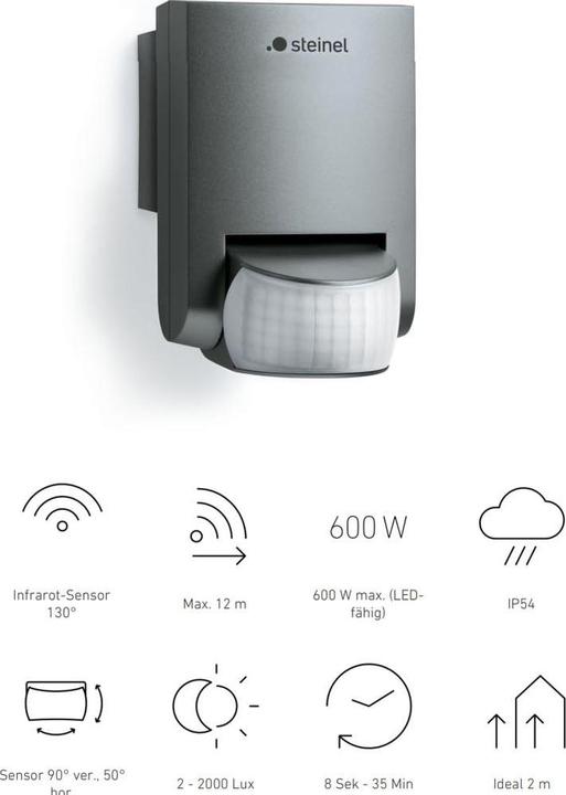 Actual product image Steinel IS 130-2 infrared sensor anthracite (12 m)
