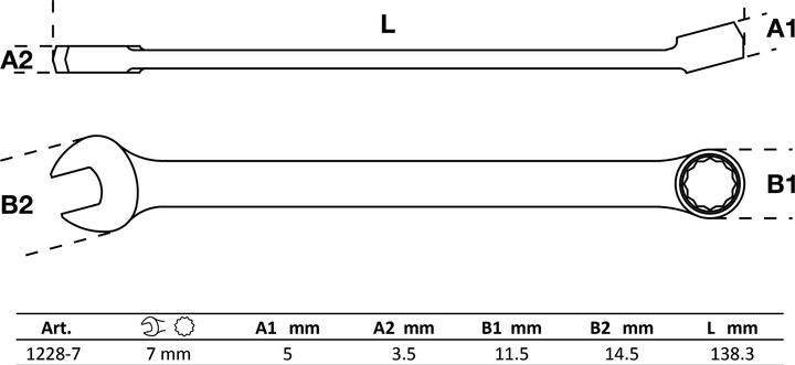 Produktbild BGS Maul-Ringschlüssel extra lang SW 7 mm (7 mm)